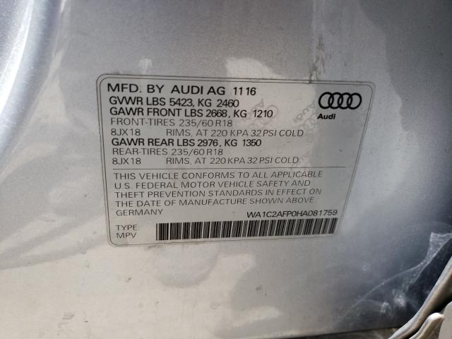 VIN WA1C2AFP0HA081759 2017 Audi Q5, Premium no.10