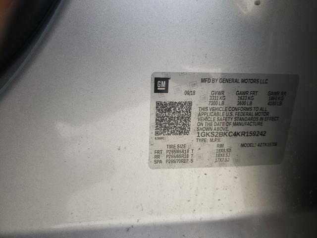 2019 GMC YUKON SLT 1GKS2BKC4KR159242