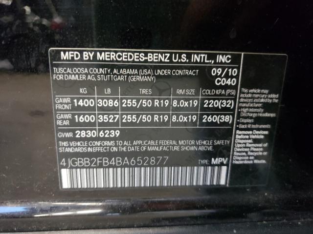 2011 MERCEDES-BENZ MERCEDES-M 4JGBB2FB4BA652877