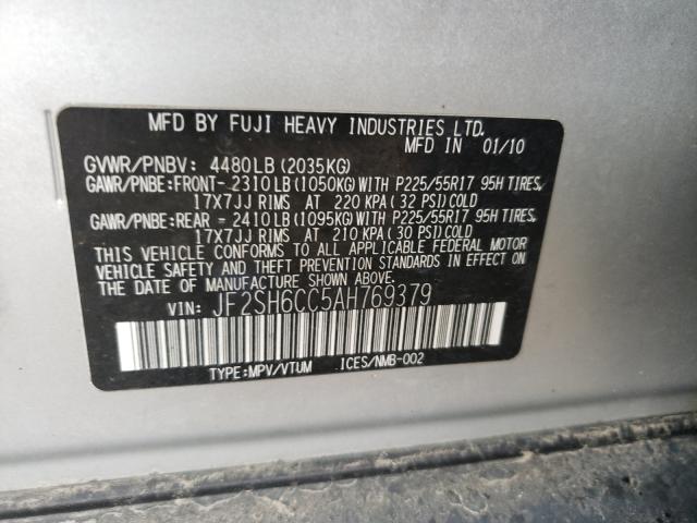 2010 SUBARU FORESTER X JF2SH6CC5AH769379