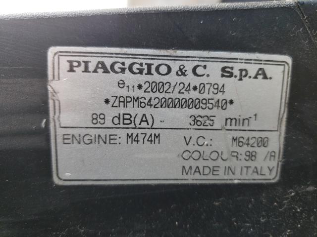 2009 PIAGGIO SCOOTER ZAPM6420000009540