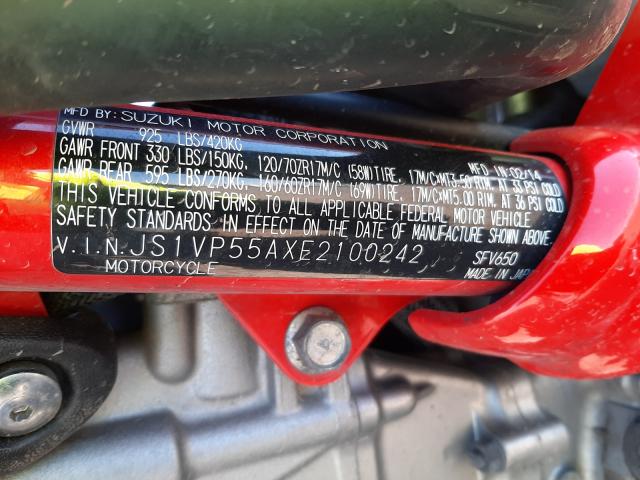 2014 SUZUKI SV650 JS1VP55AXE2100242