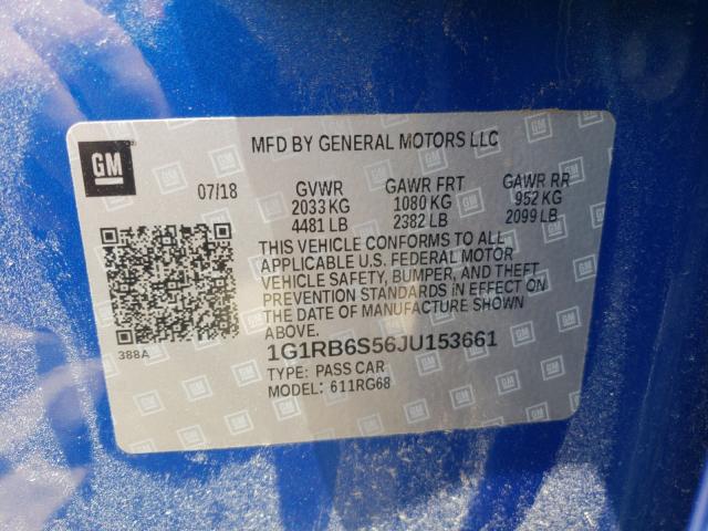 VIN 1G1RB6S56JU153661 2018 Chevrolet Volt, Premier no.10