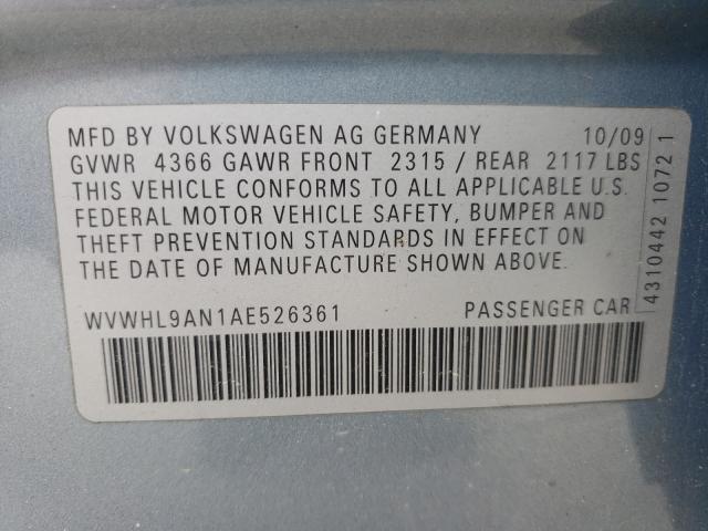 2010 VOLKSWAGEN CC LUXURY WVWHL9AN1AE526361