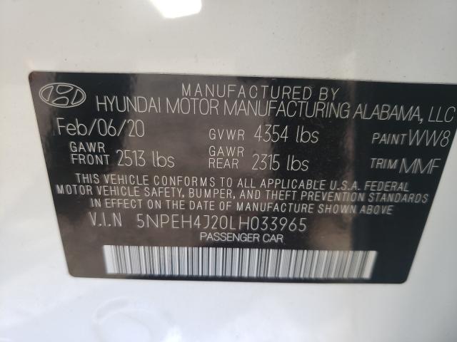 2020 HYUNDAI SONATA LIM 5NPEH4J20LH033965