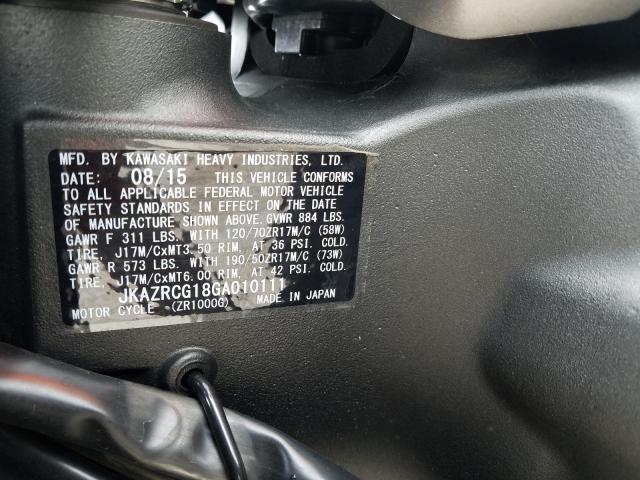 2016 KAWASAKI ZR1000 G JKAZRCG18GA010111