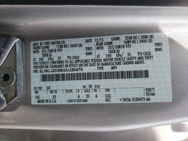 2016 LINCOLN MKC SELECT 5LMCJ2D98GUJ20476