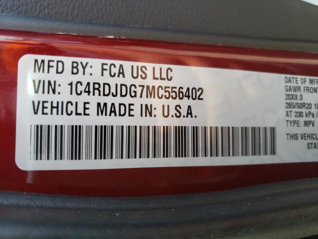 2021 DODGE DURANGO GT 1C4RDJDG7MC556402