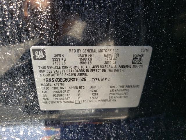 2016 CHEVROLET TAHOE POLI 1GNSKDEC6GR319526