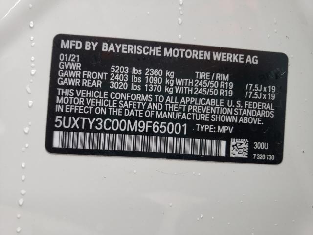 2021 BMW X3 SDRIVE3 5UXTY3C00M9F65001