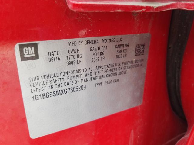 2016 CHEVROLET CRUZE PREM 1G1BG5SMXG7305209