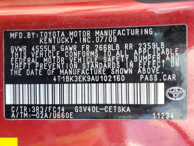 2010 TOYOTA CAMRY SE 4T1BK3EK9AU102160