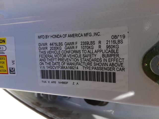 2019 HONDA ACCORD SPO 1HGCV1F36KA168214