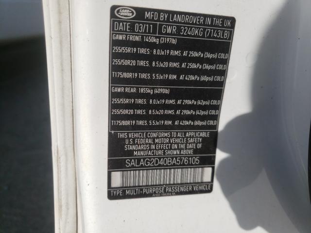 2011 LAND ROVER LR4 HSE SALAG2D40BA576105