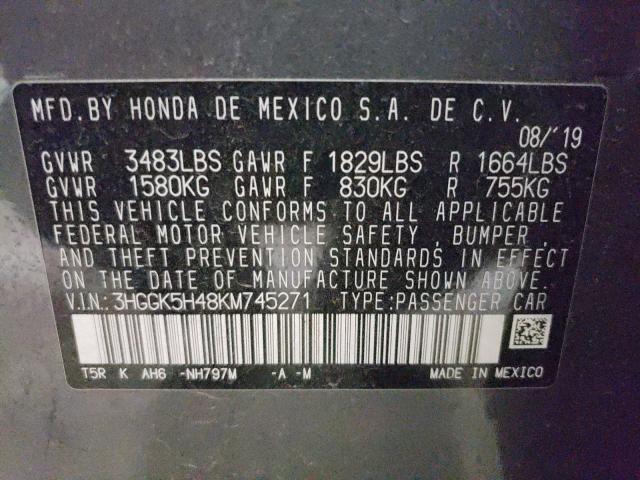 2019 HONDA FIT LX 3HGGK5H48KM745271