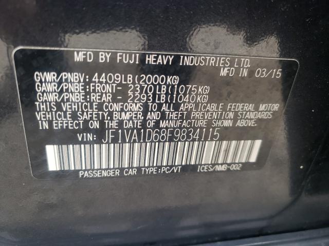2015 SUBARU WRX PREMIU JF1VA1D68F9834115
