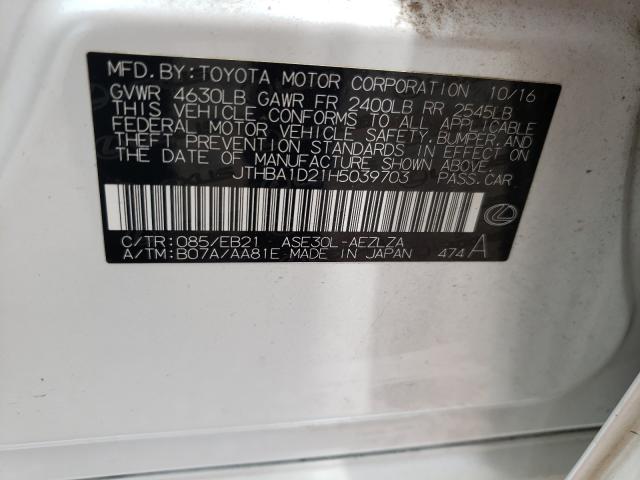2017 LEXUS IS 200T JTHBA1D21H5039703
