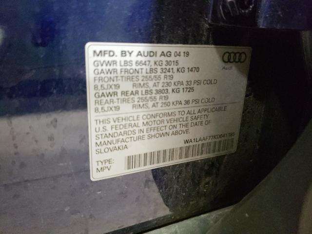 VIN WA1LAAF77KD041185 2019 Audi Q7, Premium Plus no.10