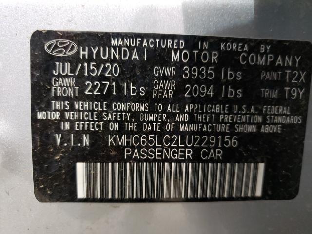 2020 HYUNDAI IONIQ BLUE KMHC65LC2LU229156