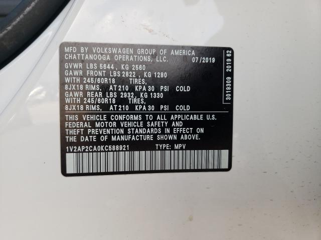 2019 VOLKSWAGEN ATLAS S 1V2AP2CA0KC588921