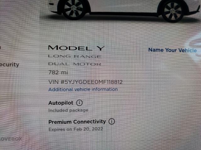 2021 TESLA MODEL Y 5YJYGDEE0MF118812
