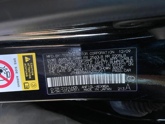2010 LEXUS HS 250H JTHBB1BAXA2022011