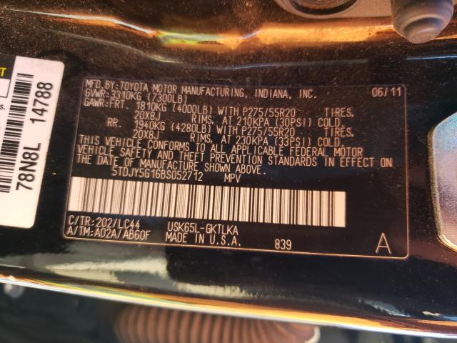 2011 TOYOTA SEQUOIA LI 5TDJY5G16BS052712