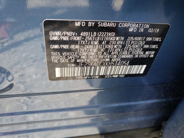 2019 SUBARU FORESTER JF2SKACCXKH514054