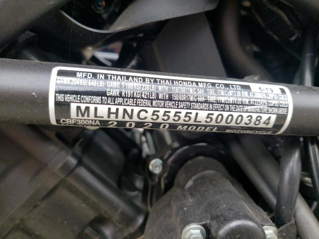 2020 HONDA CBF300 NA MLHNC5555L5000384