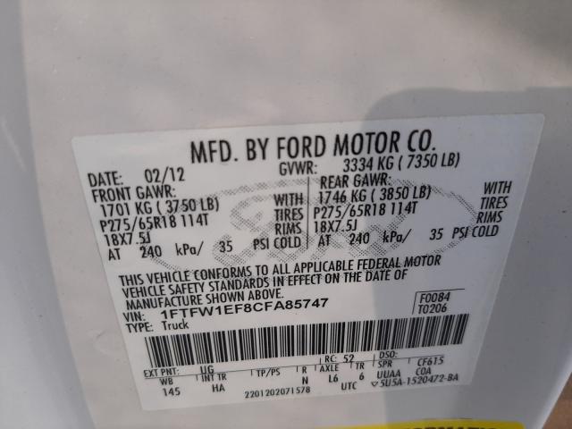 2012 FORD OTHER 1FTFW1EF8CFA85747