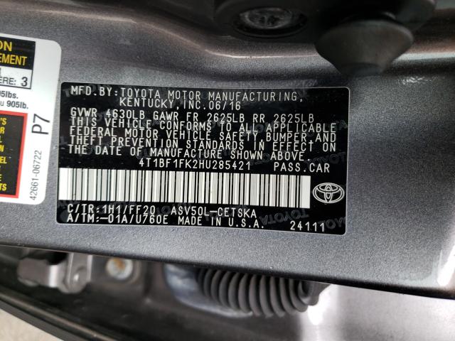 2017 TOYOTA CAMRY-LE 4T1BF1FK2HU285421
