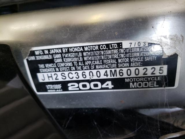 2004 HONDA SUPER HAWK JH2SC36004M600225