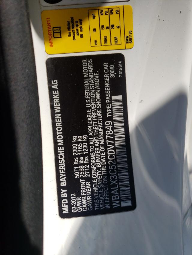 2012 BMW 650 I WBALX3C52CDV77849
