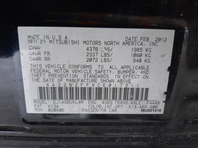 2012 MITSUBISHI GALANT FE 4A32B2FFXCE017211