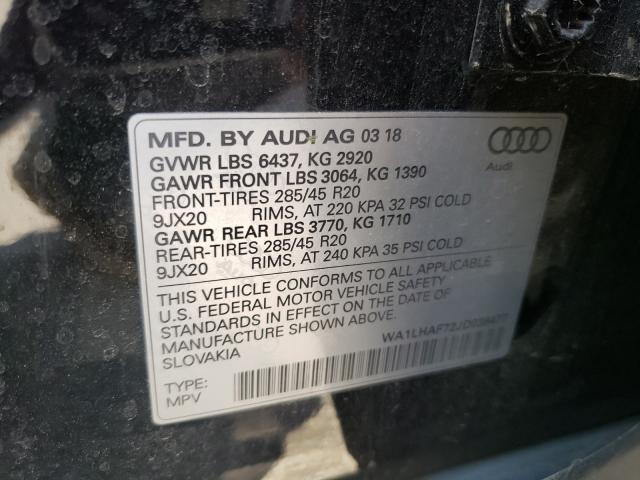 VIN WA1LHAF72JD038477 2018 Audi Q7, Premium Plus no.10