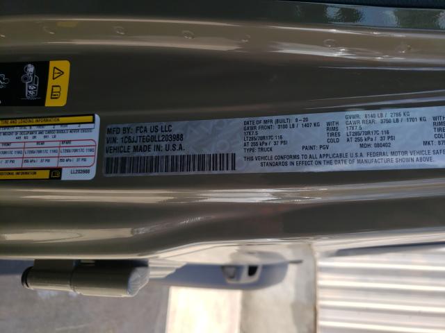 2020 JEEP GLADIATOR 1C6JJTEG0LL203988