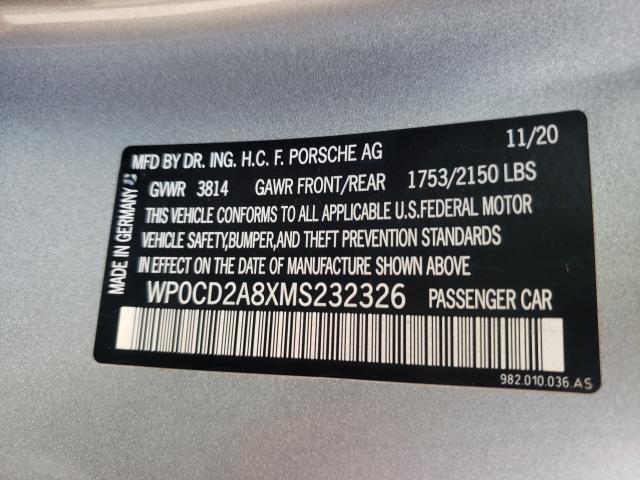 2021 PORSCHE BOXSTER GT WP0CD2A8XMS232326