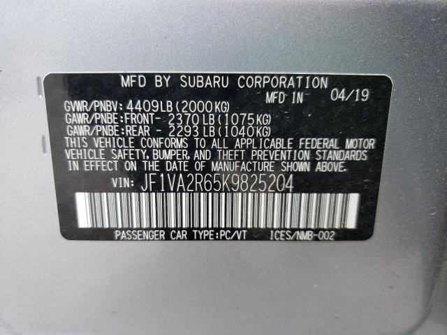 2019 SUBARU WRX STI JF1VA2R65K9825204
