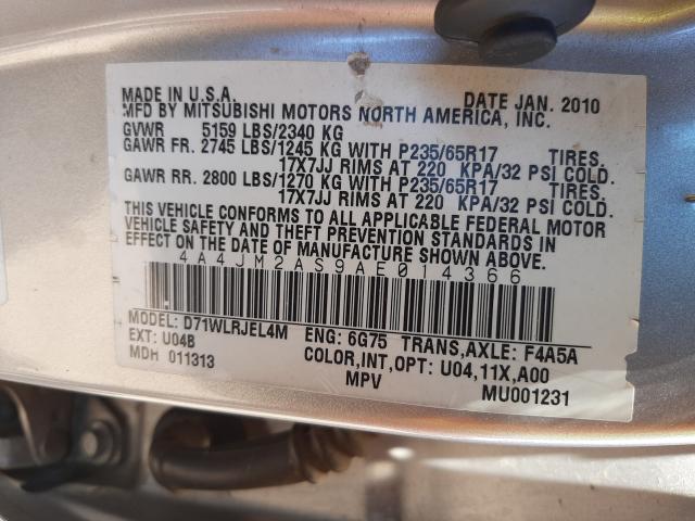 2010 MITSUBISHI ENDEAVOR L 4A4JM2AS9AE014366