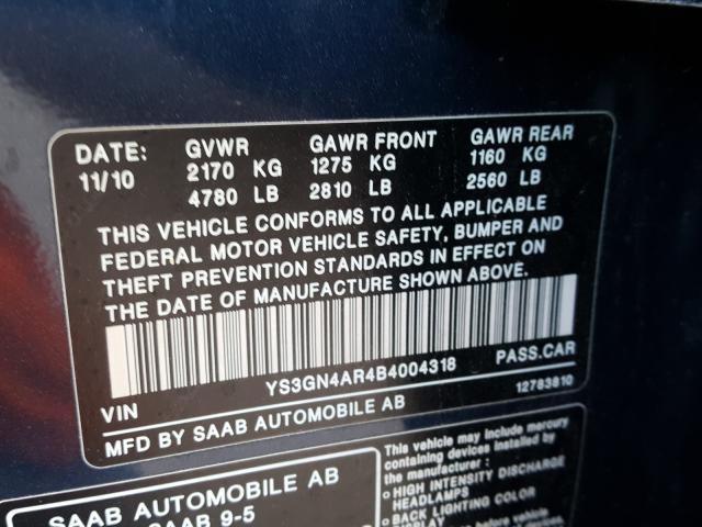2011 SAAB 9-5 TURBO YS3GN4AR4B4004318