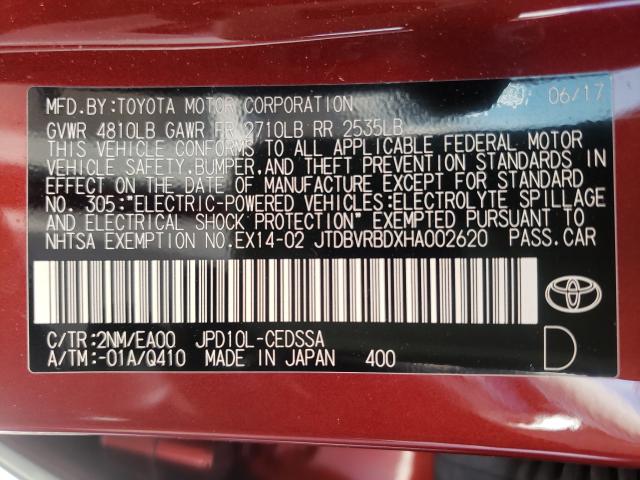 2017 TOYOTA MIRAI JTDBVRBDXHA002620