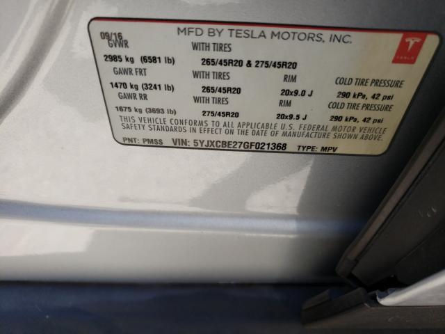 2016 TESLA MODEL X 5YJXCBE27GF021368