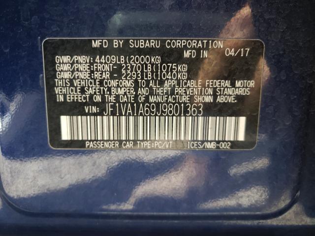 2018 SUBARU WRX JF1VA1A69J9801363
