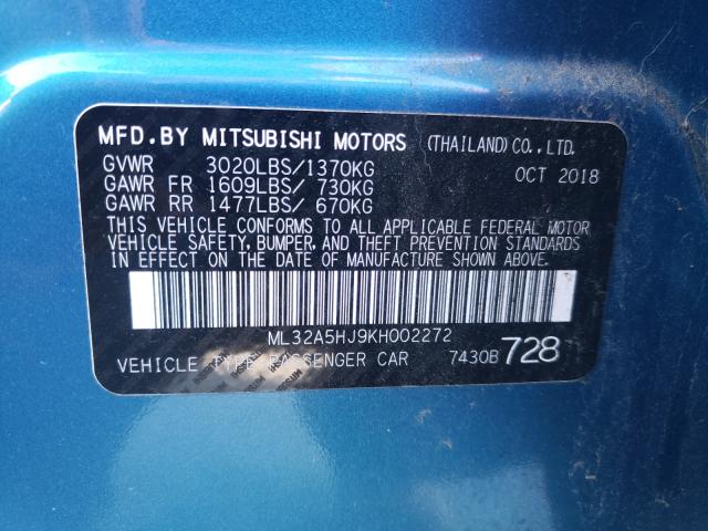 2019 MITSUBISHI MIRAGE LE ML32A5HJ9KH002272