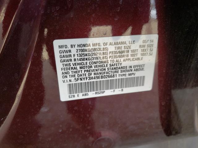 2014 HONDA PILOT EX 5FNYF3H49EB026681