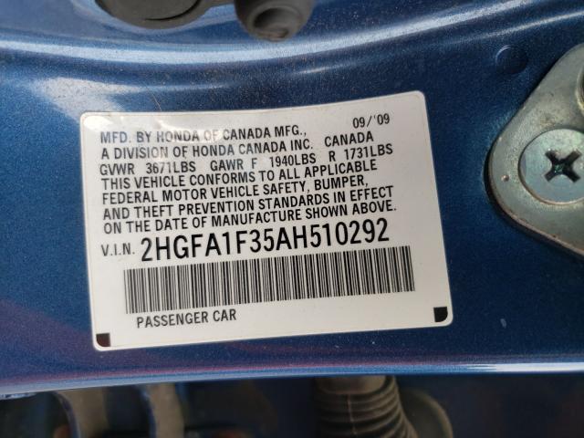 2010 HONDA CIVIC VP 2HGFA1F35AH510292