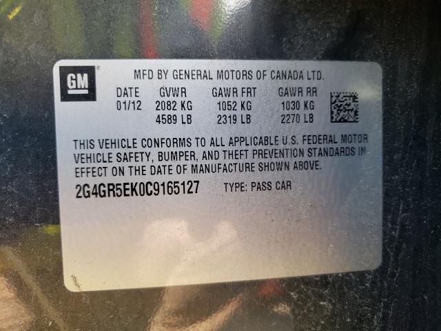 2012 BUICK REGAL 2G4GR5EK0C9165127