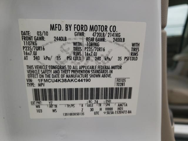 2010 FORD ESCAPE HYB 1FMCU4K38AKC44190