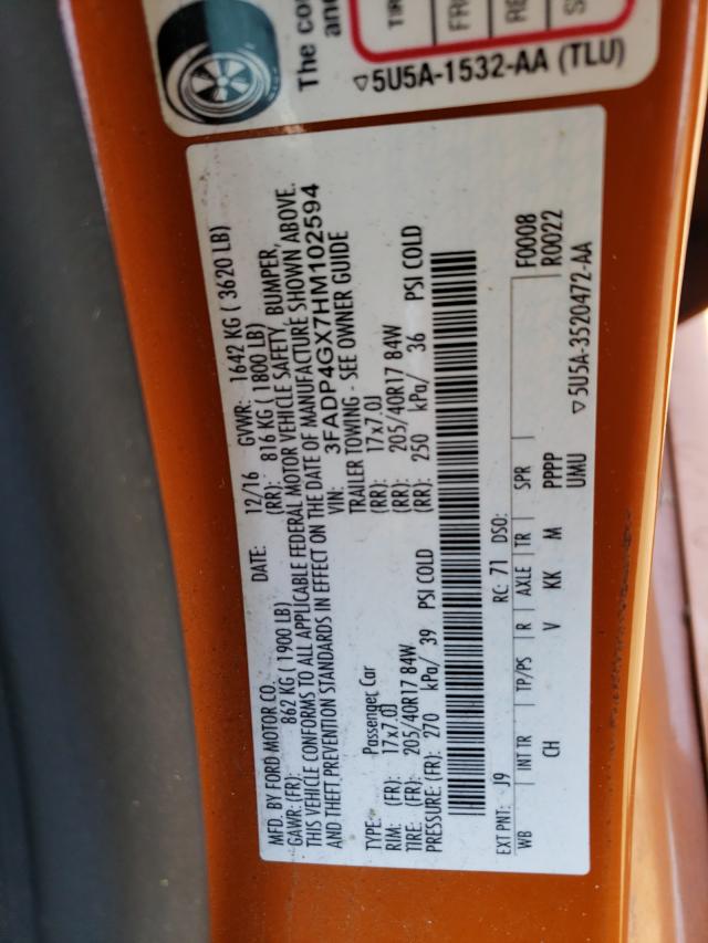 2017 FORD FIESTA ST 3FADP4GX7HM102594