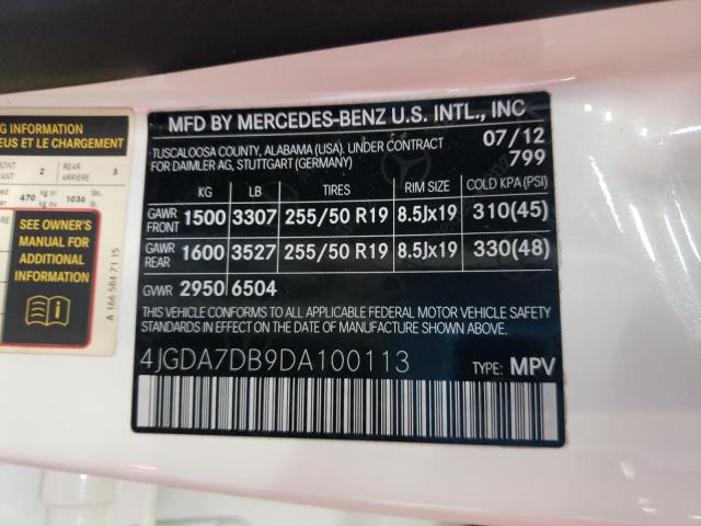 2013 MERCEDES-BENZ ML 550 4MA 4JGDA7DB9DA100113